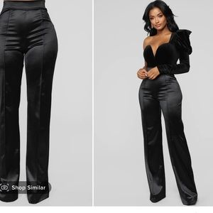 Black Satin Stretchy Pants